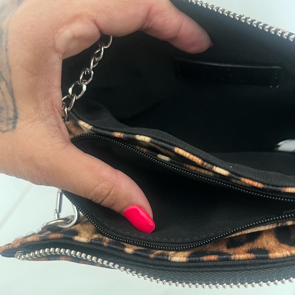 New Zara leopard print bag chain strap shoulder beaded accent purse - Picture 8 of 8